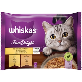 Whiskas | Hrana umeda pentru pisici bucati moi de pasare in aspic 4x85g