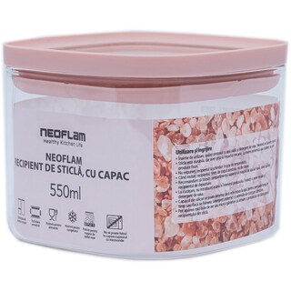 Neoflam | Recipient din sticla, cu capac, 550ml