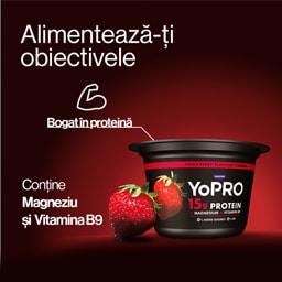 YoPRO | Produs lactat fermentat cu capsuni, bogat in proteine, 0,1% grasime 160g