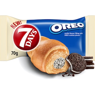 7Days | Croissant cu crema cu aroma de vanilie si bucati de biscuiti 70g