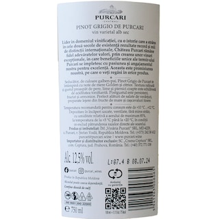 Purcari | Vin alb sec Pinot Grigio de Purcari 0.75L