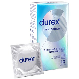 Durex | Prezervative Invisible Regular Fit, 10 bucati