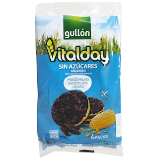 Gullon | Porumb expandat, fara gluten, fara zahar, cu indulcitor, cu ciocolatata neagra 100g