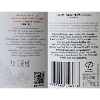 Purcari | Vin alb sec Traminer 0.75L