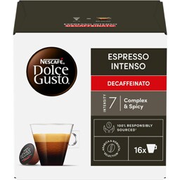 Nescafe | Dolce Gusto | Cafea Espresso Intenso Decaffeinato, 16 capsule