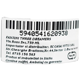 Fantini | Vin rosu sec Three Dreamers 0.75L