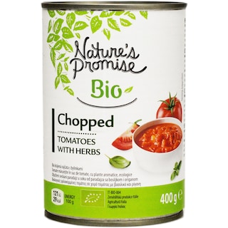 Nature's Promise Bio | Tomate maruntine in suc de tomate, cu plante aromatice, ecologice 400g