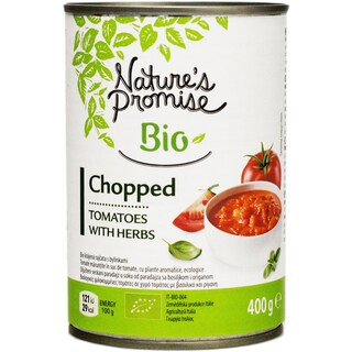 Nature's Promise Bio | Tomate maruntine in suc de tomate, cu plante aromatice, ecologice 400g