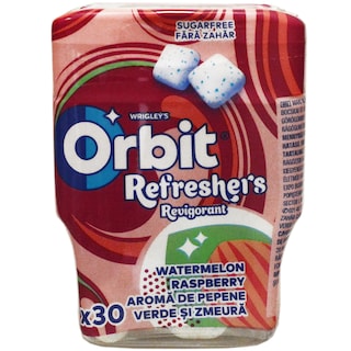 Orbit | Guma de mestecat fara zahar cu arome de pepene verde si zmeura 67g