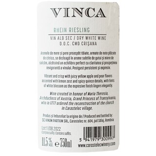 Vinca | Vin alb sec Rhein Riesling 0.75L