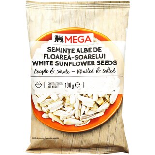 MEGA | Seminte albe de floarea soarelui, coapte si sarate 100g