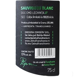 Jelna Amprenta Transilvaniei | Vin alb Sauvignon Blanc 0.75l