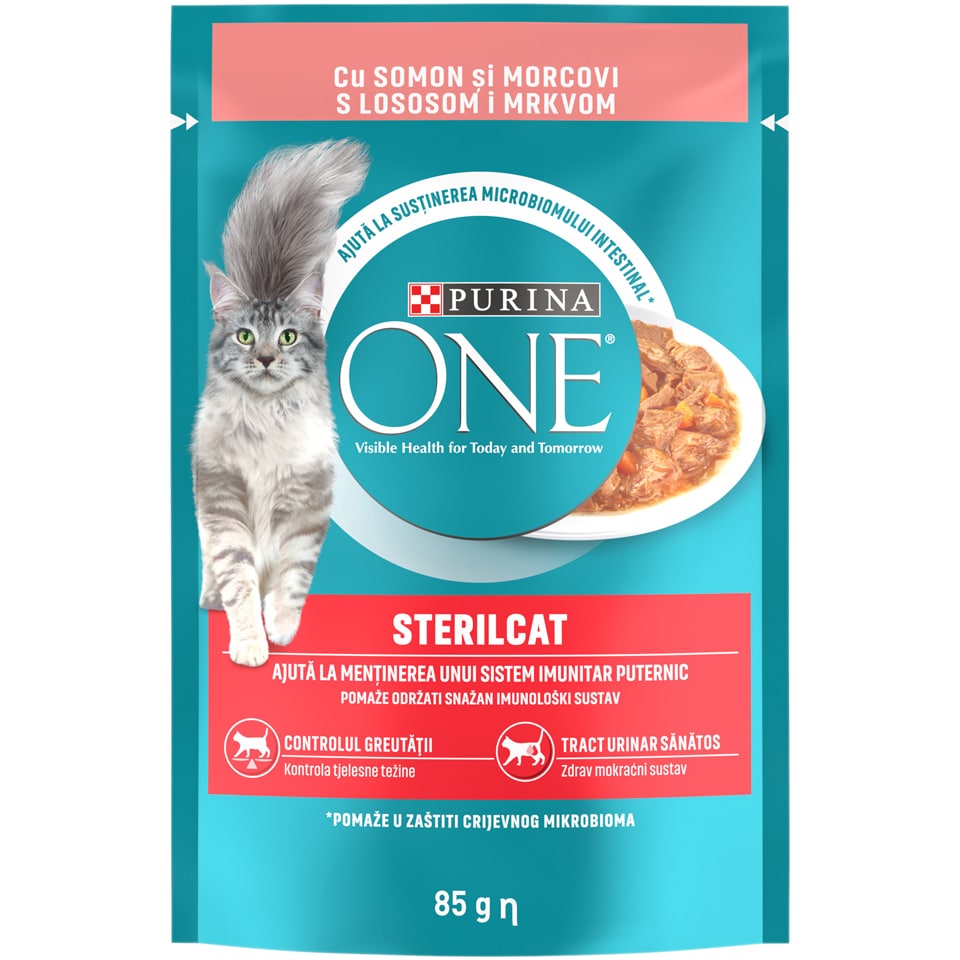 Hrana umeda Sterilcat cu somon si morcovi 85g
