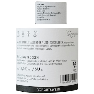 Fritz Allendorf | Vin alb sec, Riesling 0.75l
