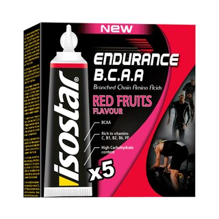 Isostar | Gel energizant Endurance+ BCAA, aroma de fructe rosii 5x20g