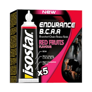 Isostar | Gel energizant Endurance+ BCAA, aroma de fructe rosii 5x20g