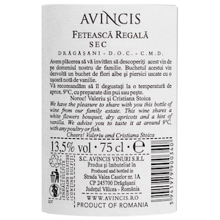 Avincis | Vin alb sec Feteasca Regala 0.75L