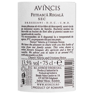 Avincis | Vin alb sec Feteasca Regala 0.75L