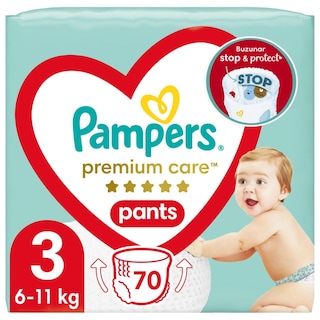 Pampers | Premium Care Pants | Scutece-chilotel bebelusi Marimea 3, 6-11 kg, 70 buc