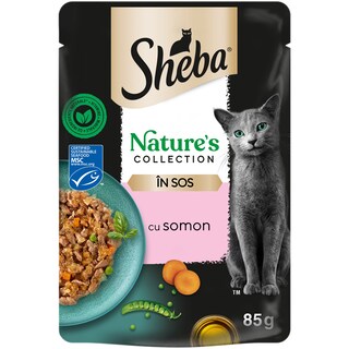 Sheba | Hrana umeda pentru pisici adulte, cu somon in sos 85g