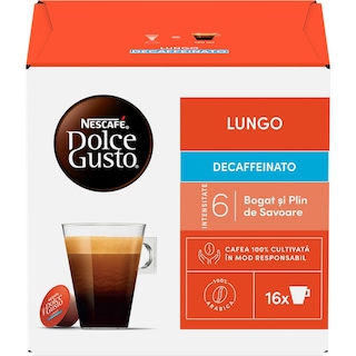 Nescafe | Dolce Gusto | Cafea Lungo Decaffeinato, 16 capsule