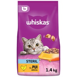Whiskas | Hrana uscata cu pui pentru pisici sterilizate 1.4kg