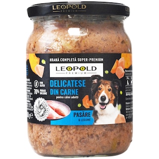 Leopold | Delicatese din carne pentru caini adulti, pasare si legume 500g