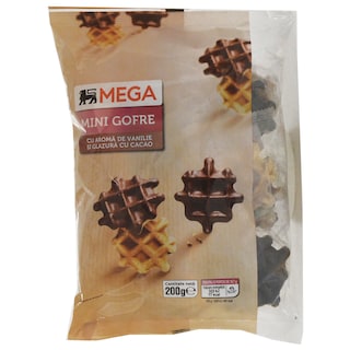 MEGA | Mini gofre cu vanilie si glazura de cacao 200g