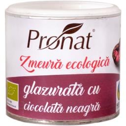 Zmeura ecologica glazurata cu ciocolata neagra 100g