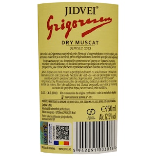 Jidvei | Grigorescu | Vin alb demisec Dry Muscat 0.75L