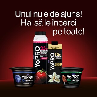 YoPRO | Produs lactat fermentat cu capsuni, bogat in proteine, 0,1% grasime 160g