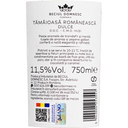 Beciul Domnesc | Vin alb dulce Tamaioasa Romaneasca 0.75L