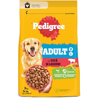 Pedigree | Hrana uscata completa cu vita si legume pentru caini adulti 3kg