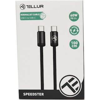Tellur | Cablu minimalist USB-C la USB-C, PD60W, 1m