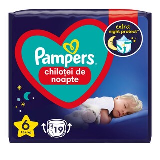 Pampers | Night | Scutece chilotel bebelusi Marimea 6, 15+ kg, 19 buc