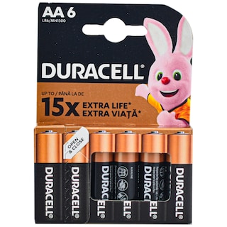 Duracell | Baterii alcaline AA, 6 bucati