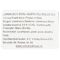 Medici Ermete | Vin rosu frizant dulce Lambrusco Rosso Quercioli D.O.C. 0.75L