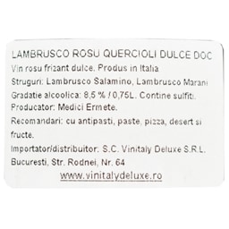 Medici Ermete | Vin rosu frizant dulce Lambrusco Rosso Quercioli D.O.C. 0.75L