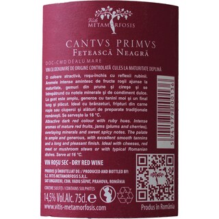Cantvs Primvs | Vin rosu Feteasca Neagra 0.75L