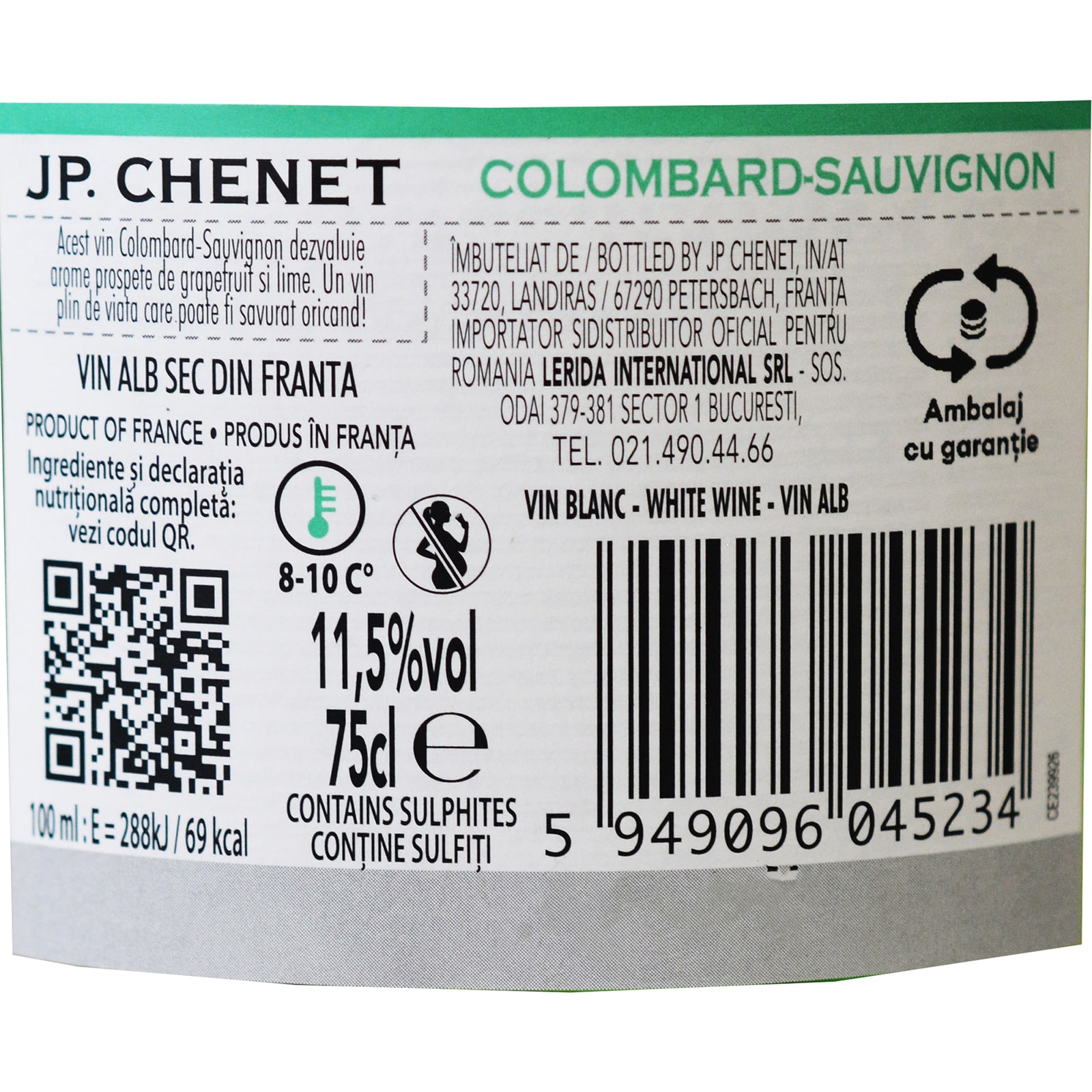 JP Chenet | Vin alb sec Colombard Sauvignon 0.75L | Mega-image