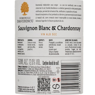 Domeniile Davidescu | Vin alb sec Sauvignon Blanc Chardonnay 0.75L