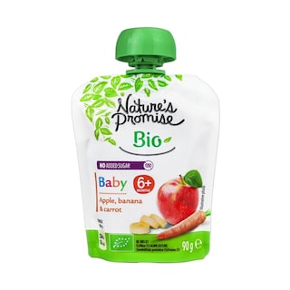 Nature's Promise Bio Baby | Piure de mere, banane si morcovi, 6+ luni 90g