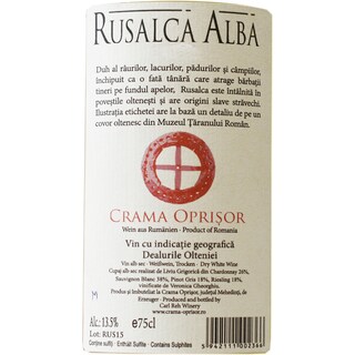 Crama Oprisor | Rusalca Alba | Vin alb  0.75L