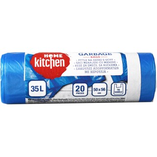 Home Kitchen | Saci menajeri cu manere, albastri, 35L, 20 buc.