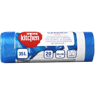 Home Kitchen | Saci menajeri cu manere, albastri, 35L, 20 buc.