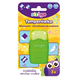 Strigo | Ascutitoare dubla cu radiera, diverse culori