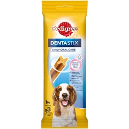 Pedigree | DentaStix | Hrana complementara pentru caini, 10-25 kg, 3 batoane, 77g
