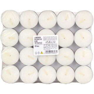 MEGA | Lumanari pastile albe, 20 bucati