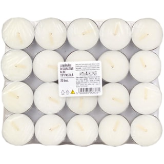 MEGA | Lumanari pastile albe, 20 bucati