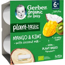 Gerber | Desert bio cu mango, kiwi si cocos 4x90g